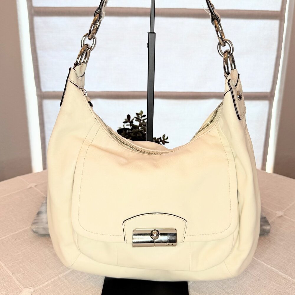 Coach Kristin Hobo Bag - White Leather & Silver Hardware